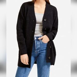 Everlane Oversized Alpaca Wool Pocket Knit Long Cardigan Sweater